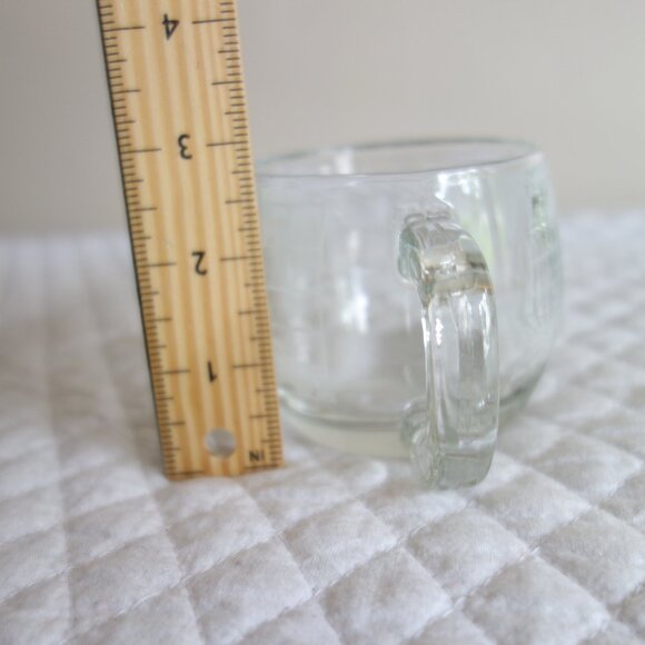 Vtg NESTLE Clear Glass Coffee Cup Mug Etched Globe / World - Picture 4 of 6